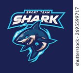 Shark mascot logo design vector with modern illustration concept style for badge, emblem and t-shirt printing. Illustration of angry shark for sports team