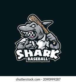 Shark mascot logo design vector with modern illustration concept style for badge, emblem and t shirt printing. Shark baseball illustration.
