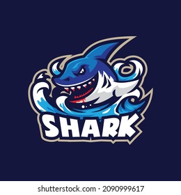 Shark mascot logo design vector with modern illustration concept style for badge, emblem and t shirt printing. Angry shark illustration.