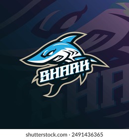 Shark mascot logo design vector with modern illustration concept style for badge, emblem and t shirt printing. Angry shark illustration for sport and esport team.