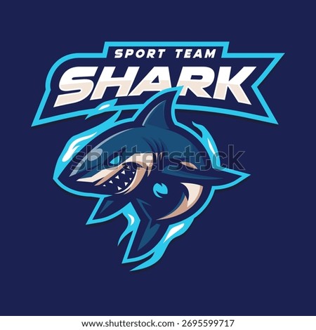 Shark mascot logo design vector with modern illustration concept style for badge, emblem and t-shirt printing. Illustration of angry shark for sports team