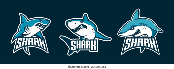 Shark mascot logo. Shark esport logo. fish shark esport gaming mascot logo template