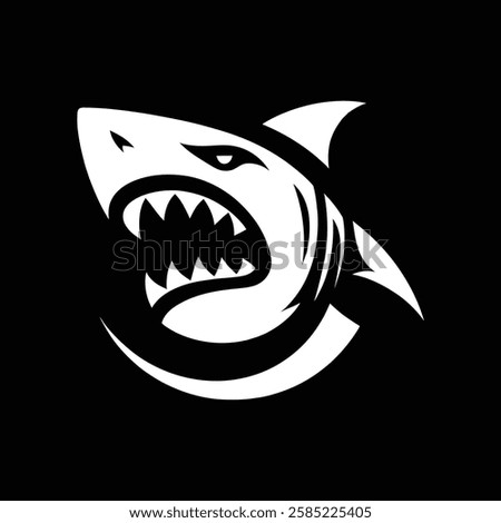 Shark Mascot Logo on Black Background