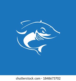 Shark mascot logo template, vector illustration