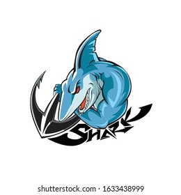shark mascot logo vector file concept design