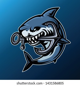 Shark, Mascot logo, Vector illustration.