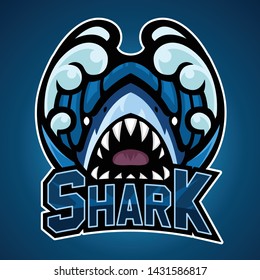 Shark, Mascot logo, Vector illustration.