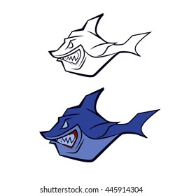 shark mascot, sport team logo, for club emblem idea, security concept, character, cartoon angry, vector illustration