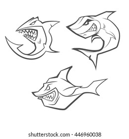 shark mascot, sport team logo, for club emblem idea, security concept, character, cartoon angry, vector illustration