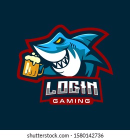shark mascot, vector illustration for e sports logo or t shirt