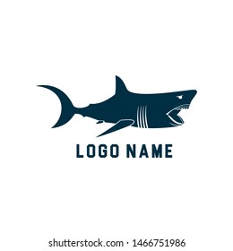 Shark minimalist silhouette logo design. Shark silhouette vector illustration with white background