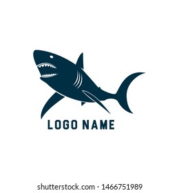 Shark minimalist silhouette logo design. Shark silhouette vector illustration with white background