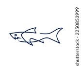 shark monoline line art logo vector icon illustration