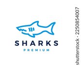 shark monoline line art logo vector icon illustration