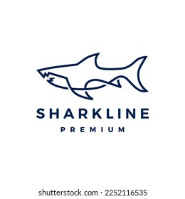 shark monoline line art logo vector icon illustration