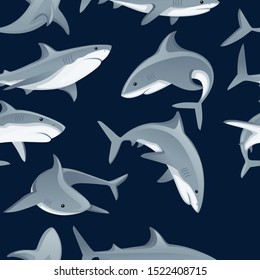 Shark with mouth closed giant apex predator cartoon animal design flat vector illustration isolated on white background