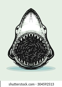 shark mouth open hand draw vector illustration