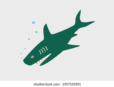 A shark with its mouth open. Vector