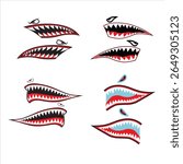 Shark Mouths Vector, Bomber tigers shark mouth, Shark Mouth and Eye,