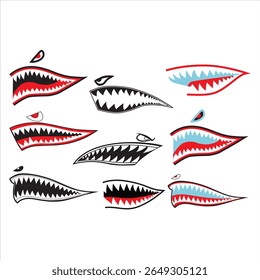 Shark Mouths Vector, Bomber tigers shark mouth, Shark Mouth and Eye,