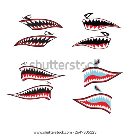 Shark Mouths Vector, Bomber tigers shark mouth, Shark Mouth and Eye,