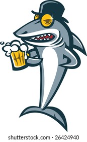 shark with a mug of beer