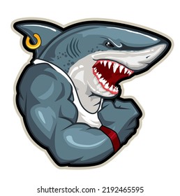 Shark Muscle Mascot Cartoon Vector Stock Vector (Royalty Free ...