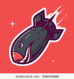 Shark Nuclear Bomb Art Cartoon