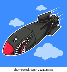 
Shark-Nuklearvektorgrafik auf einfarbigem Hintergrund