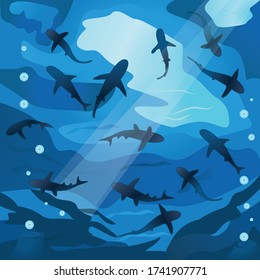 Shark ocean days background design art 