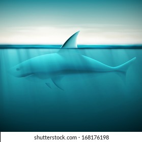 Shark in ocean, eps 10