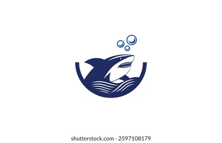 Shark in the ocean logo design