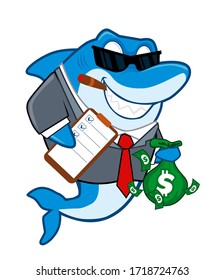 shark office mascot cartoon in vector