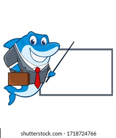 shark office mascot cartoon in vector