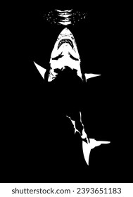 shark on a black background