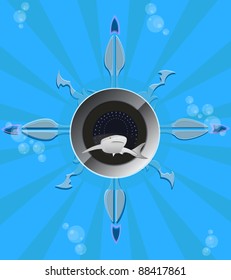 shark on the blue background