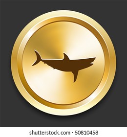Tiburón en botón de Internet dorado Ilustración original