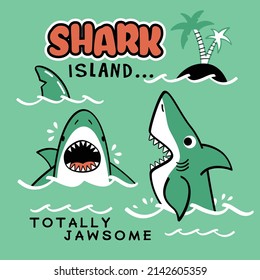 shark on the sea funny animal cartoon