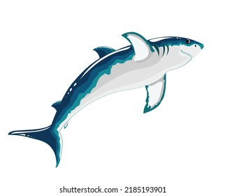 Shark on a white background. Flat vector illustration, color cheerful picture.