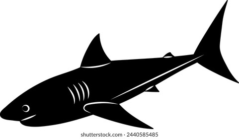 shark on a white background silhouette, vector