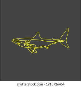 A shark. One Line Drawing.  Can be used as a sketch of a tattoo. Line art