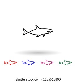 Shark one line multi color icon. Simple thin line, outline vector of animals one line icons for ui and ux, website or mobile application