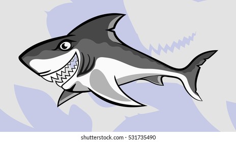 shark with open jaw, vector illustration