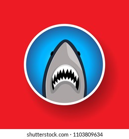 Shark with open jaws and sharp teeth.  Logo design template