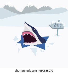 Shark with open mouth. Cartoon shark, vector illustration