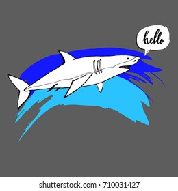 Shark with open mouth. Flat vector illustration.