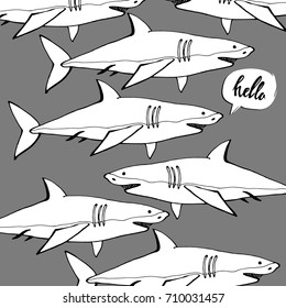Shark with open mouth. Flat vector illustration.