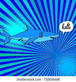 Shark with open mouth. Flat vector illustration.