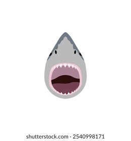 Shark Open Mouth Front View vector on white background.