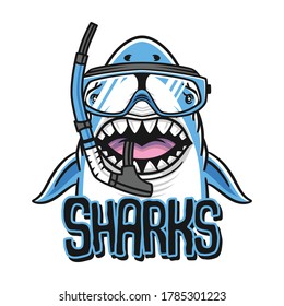 Shark with open mouth. Shark isolation on a white background